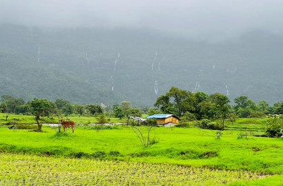 Waterfall, Mountain, Forest & Fog View 2 acre land for sale in Karjat.